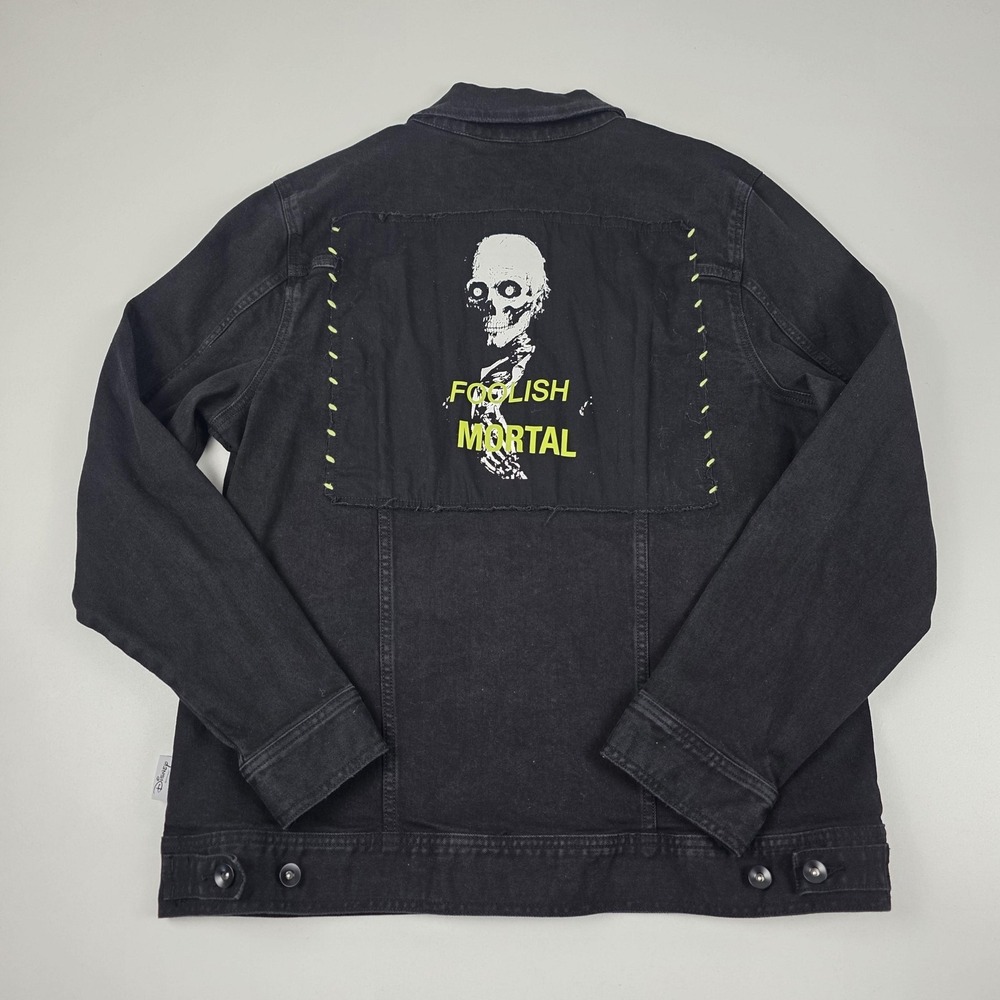 Our Universe Jacket Mens XL Black Disney Haunted Mansion Foolish Mortal Denim